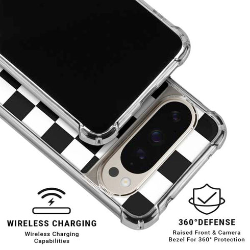 Black and White Checkered Pixel 9 Pro XL Clear Case